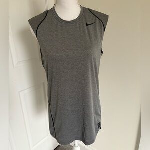 Nike Women's Grey Athletic Sleeveless Tank with Black Accents